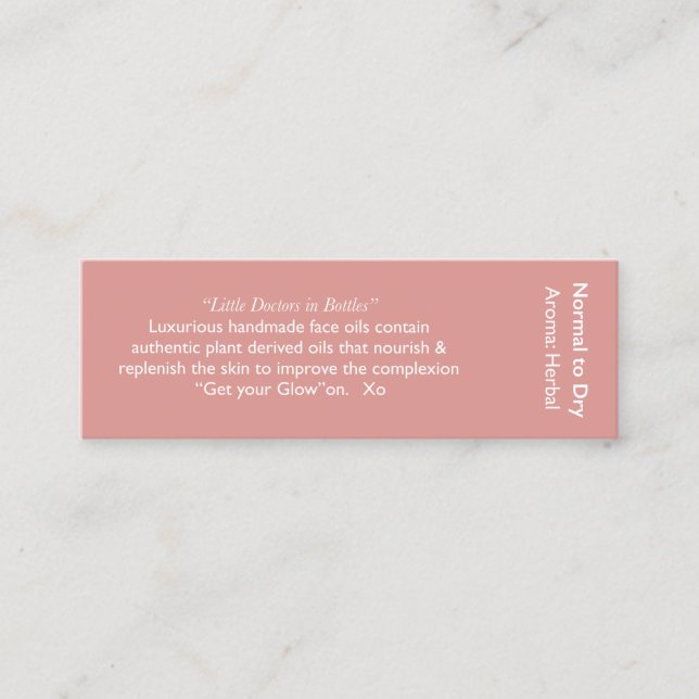 Wunderöl-Bestandteilkarte Mini Visitenkarte (Vorderseite)