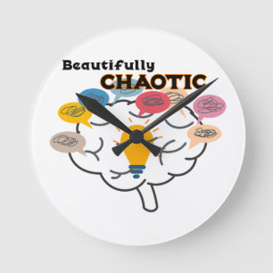 Wunderschön Chaotisch – ADHD-Gehirn-Illustration Runde Wanduhr