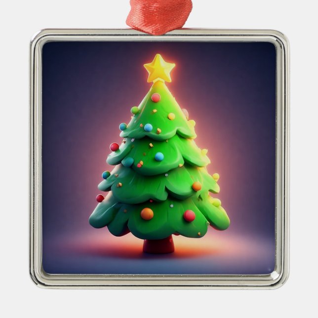Wunderschön dekoriert Weihnachtsbaum Ornament Aus Metall (Vorne)