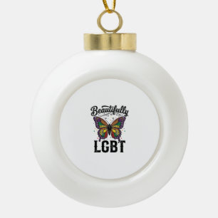 Wunderschön LGBT Schmetterling Vintage Pride-Shirt Keramik Kugel-Ornament