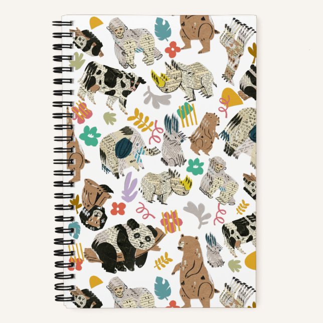 Wunderschön Whimsical Gerecycelt Art Animal Spiral Notizbuch (Vorderseite)