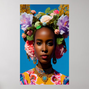 Wunderschöne Afrikanerin mit Blume Poster