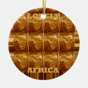 Wunderschöne Afrikanische Karte Print Golden Desig Keramikornament