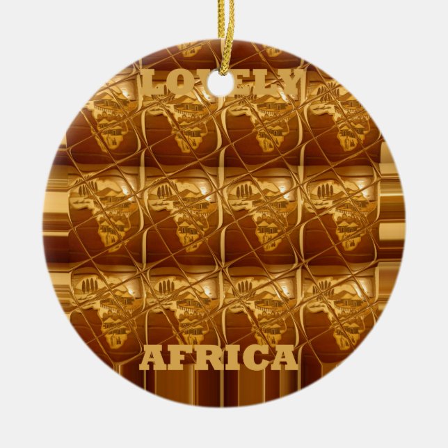 Wunderschöne Afrikanische Karte Print Golden Desig Keramikornament (Vorne)