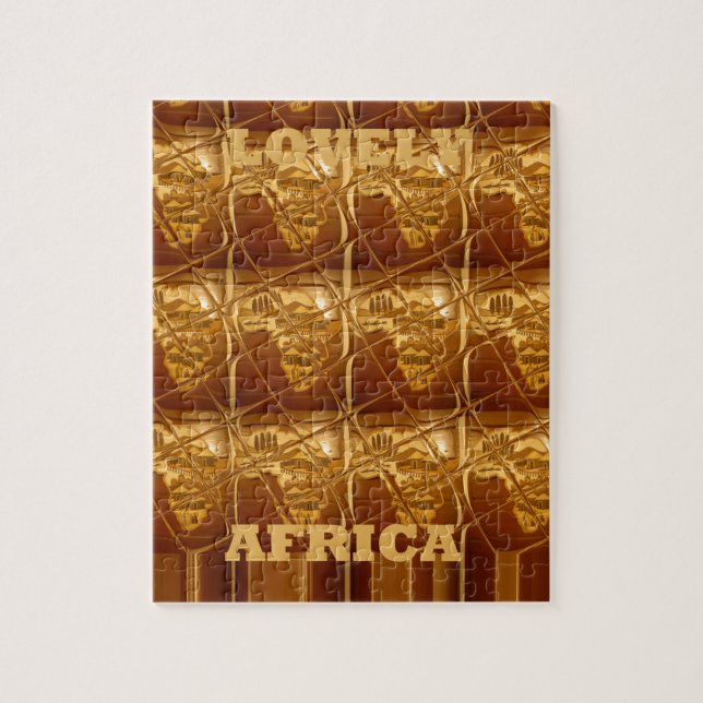 Wunderschöne Afrikanische Karte Print Golden Desig Puzzle (Vertikal)