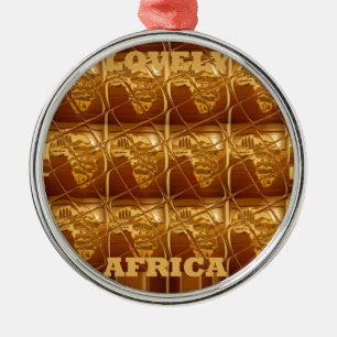 Wunderschöne Afrikanische Karte Print Golden Desig Silbernes Ornament