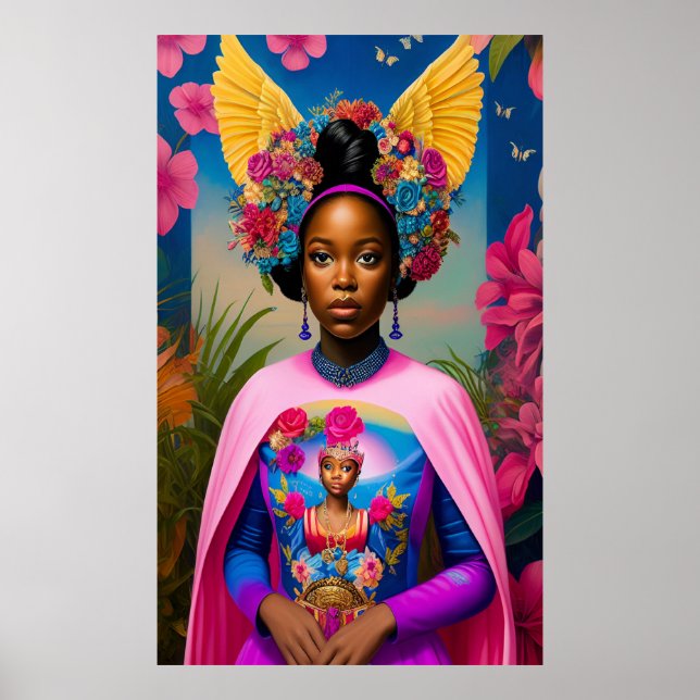 Wunderschöne afrikanische Prinzessin mit Flügeln Poster (Vorne)
