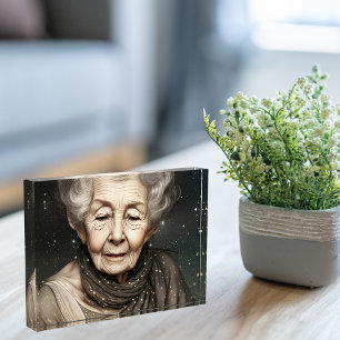 Wunderschöne alte Frau Digitale Kunst Fotoblock