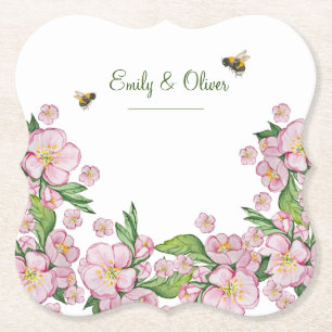 Wunderschöne Aquarell-Apfelbaumblüten und Bienen Untersetzer