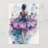 Wunderschöne Aquarell Ballerina im Tutu