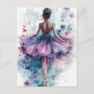 Wunderschöne Aquarell Ballerina im Tutu  Postkarte