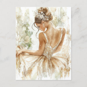 Wunderschöne Aquarell Ballerina im Tutu Postkarte