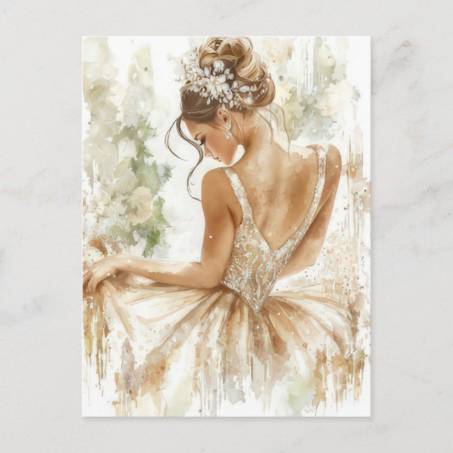 Wunderschöne Aquarell Ballerina im Tutu  Postkarte (Vorderseite)
