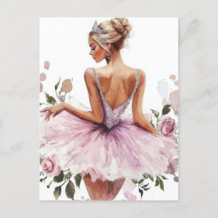 Wunderschöne Aquarell Ballerina im Tutu  Postkarte