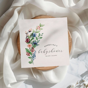 Wunderschöne Aquarell-Blumen- und Grün-Baby-Party Serviette