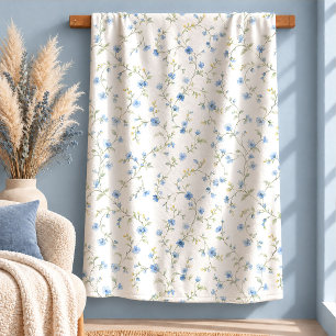 Wunderschöne Aquarell-Cottagecore-Blau-Wildblume Sherpadecke
