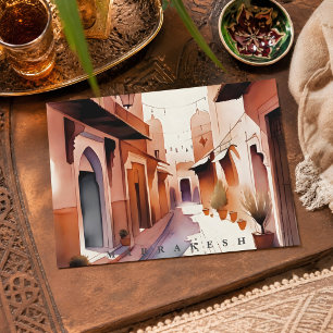 Wunderschöne Aquarell-Marrakesch-Marokko-Alte Medi Postkarte
