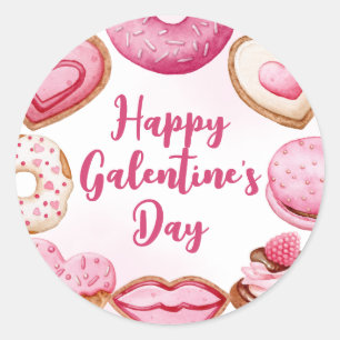 Wunderschöne Aquarell-Rosa-Galentine's-Form-Kekse Runder Aufkleber