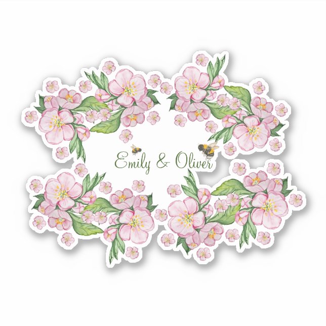 Wunderschöne Aquarellbäume Blume und е е Aufkleber (Vorderseite)