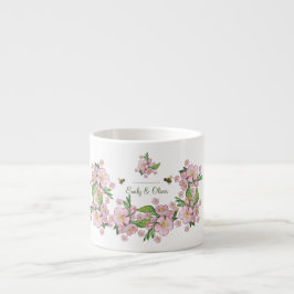 Wunderschöne Aquarellbäume Blume und е е Espressotasse