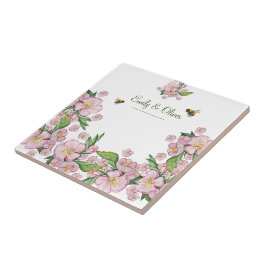 Wunderschöne Aquarellbäume Blume und е е Fliese