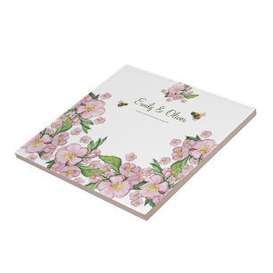 Wunderschöne Aquarellbäume Blume und е е Fliese