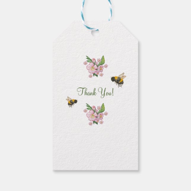 Wunderschöne Aquarellbäume Blume und е е Geschenkanhänger (Rückseite)