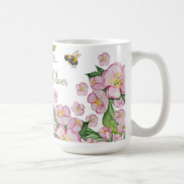 Wunderschöne Aquarellbäume Blume und е е Kaffeetasse