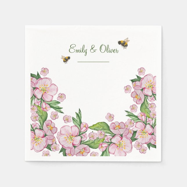 Wunderschöne Aquarellbäume Blume und е е Serviette (Vorderseite)