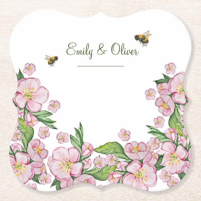 Wunderschöne Aquarellbäume Blume und е е Untersetzer (Vorderseite)