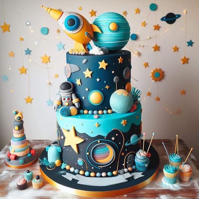 WUNDERSCHÖNE ASTRONAUT & SPACE KINDERGEBURTSTAG CA KARTE (Von Creator hochgeladen)
