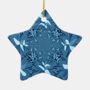 Wunderschöne atemberaubende irisierende blaue Kale Keramikornament