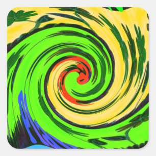 Wunderschöne atemberaubende wellige Sommerwelle Fl Quadratischer Aufkleber