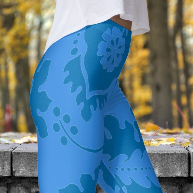 Wunderschöne blaue und französische blaue Blütendr Leggings (Blue and Chic Bleu de France)
