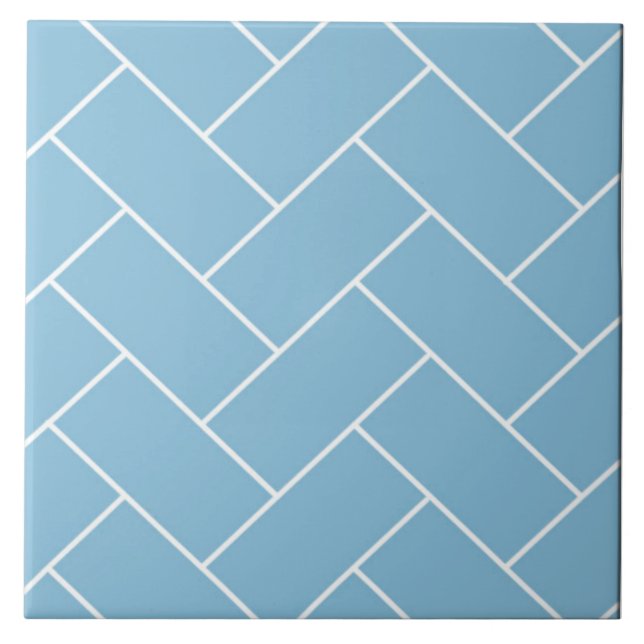 Wunderschöne Blue Herringbone Design Keramik Tile. Fliese (Vorderseite)