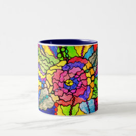Wunderschöne Blume Abstrakt Moderne Kunst Zweifarbige Tasse