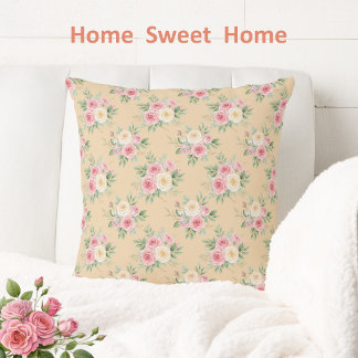 Wunderschöne Blumen in Pastellfarben auf Beige Kissen