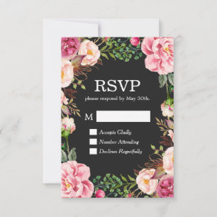 Wunderschöne Blumenverzierung RSVP-Antwortkarte RSVP Karte