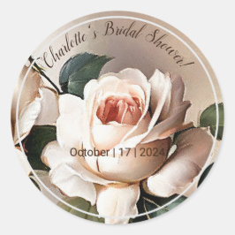 Wunderschöne Blush Beige Öl Rose Brautparty Kerze Runder Aufkleber