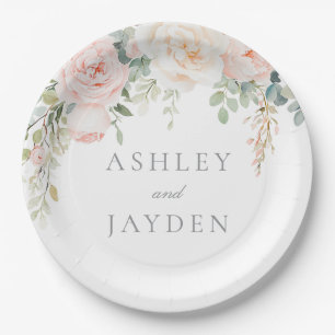 Wunderschöne Blush- und Salbeiblüten-Hochzeit Pappteller