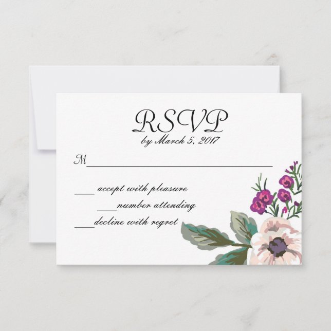 Wunderschöne Blüten RSVP Karte (Vorderseite)