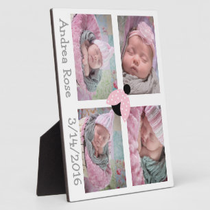 Wunderschöne Collage-Plakette mit rosa Marienkäfer Fotoplatte