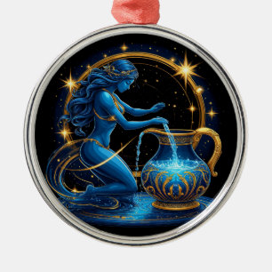 Wunderschöne digitale Illustration des Wassermannz Ornament Aus Metall