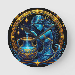 Wunderschöne digitale Illustration des Wassermannz Runde Wanduhr