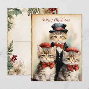Wunderschöne Drei-Kätzchen-Familie Weihnachten  Postkarte