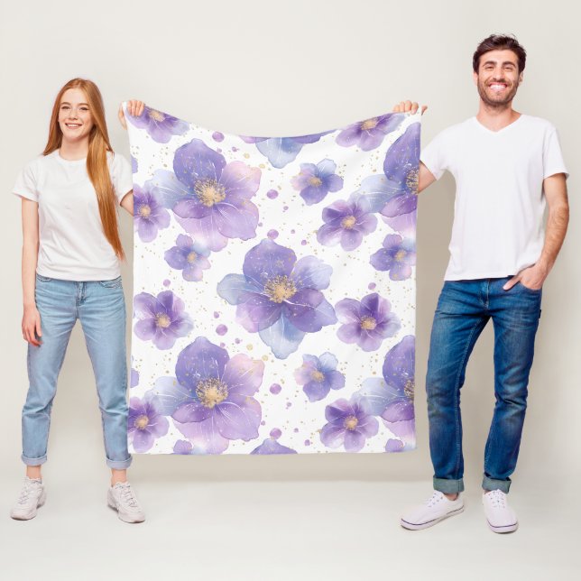 wunderschöne, elegante Blume, nahtlos gepatcht Fleecedecke (Beispiel)