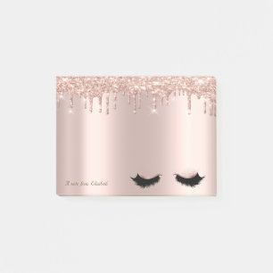 Wunderschöne elegante rosa goldene Glitter-Tropfen Post-it Klebezettel