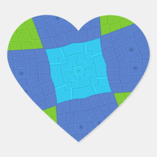 Wunderschöne Erstaunliche Grüne Blaue Cyan Kunst D Herz-Aufkleber