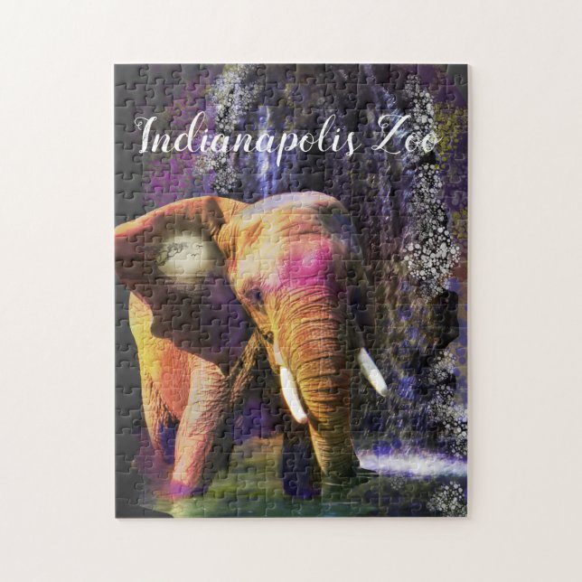 Wunderschöne farbenfrohe Elefantenkulisse Puzzle (Vertikal)