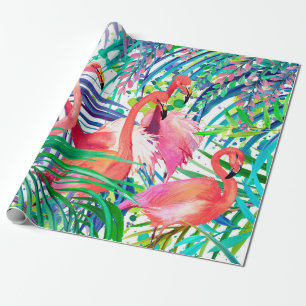 Wunderschöne Flamingo Aquarellbild. Afrika Geschenkpapier